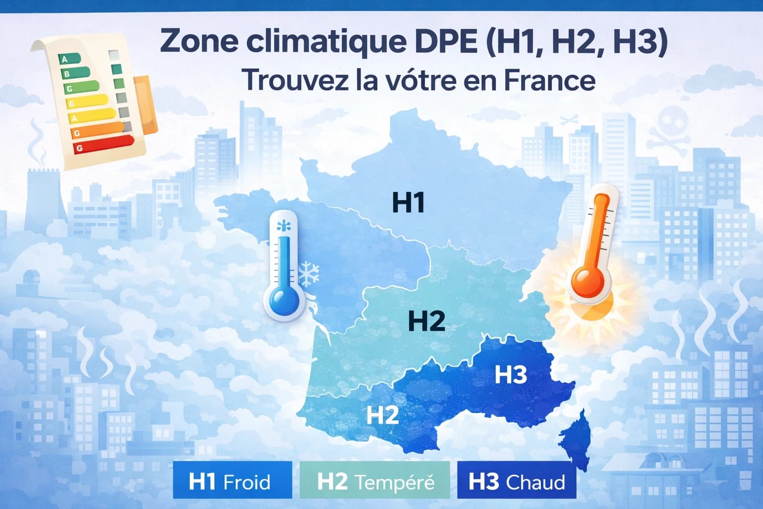 Zone climatique DPE (H1, H2, H3) : trouvez la vôtre